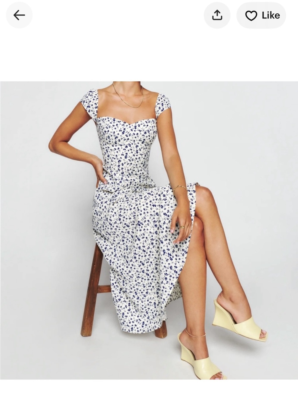 Reformation NWT - maxi dress ivory with navy floral Print